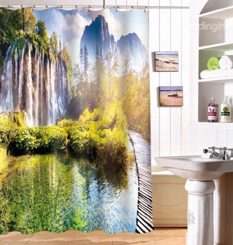 Beautiful Natural Scenery 100% Polyester 3d Shower Curtain