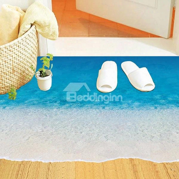 Blue Beach And Waves 3d Waterproof Floor Sticker