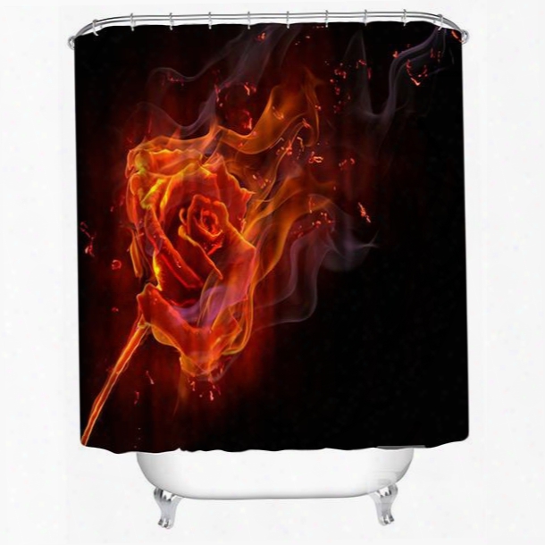 Characteristic Fire Rose Print 3d Shower Curtain