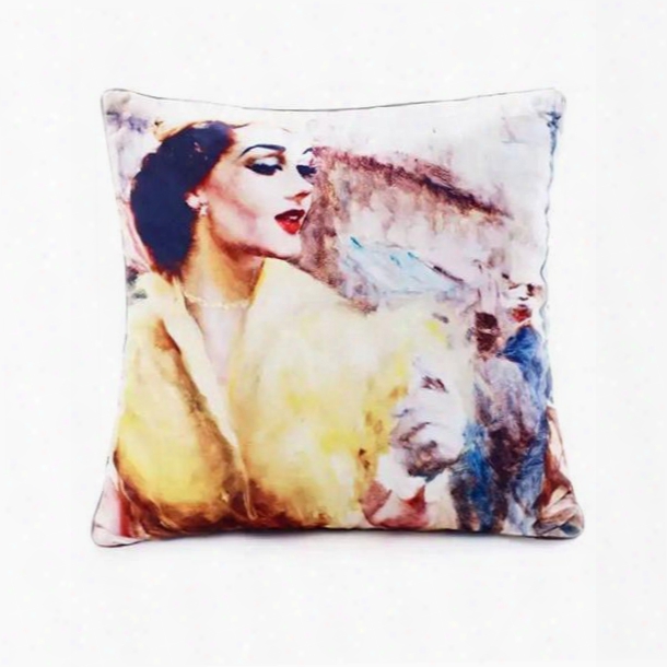 Charming Gorgeous Lady Paint Throw Pillow Case