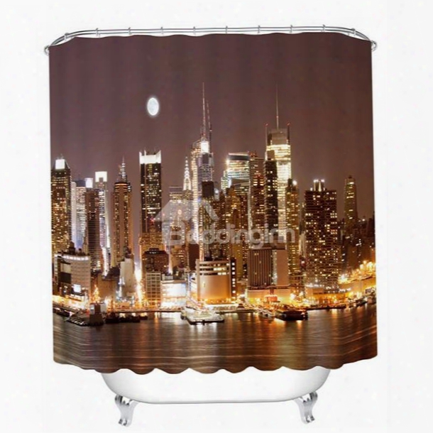 City Night View Print 3d Bathroom Shower Curtain