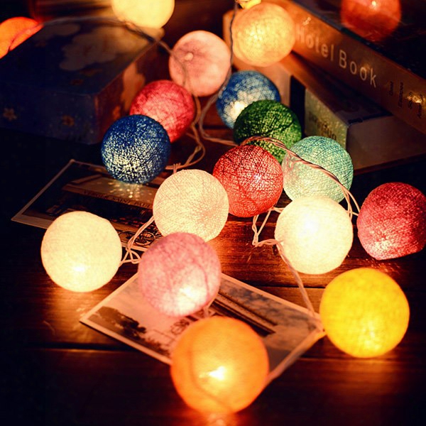 Colorful Handmade Diy Fabric Decorative 20 Bulbs Battery String Led Lights