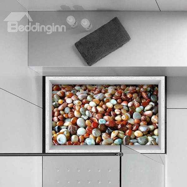 Colorful Smooth Pebbles Slipping-preventing Water-proof Bathroom 3d Floor Sticker