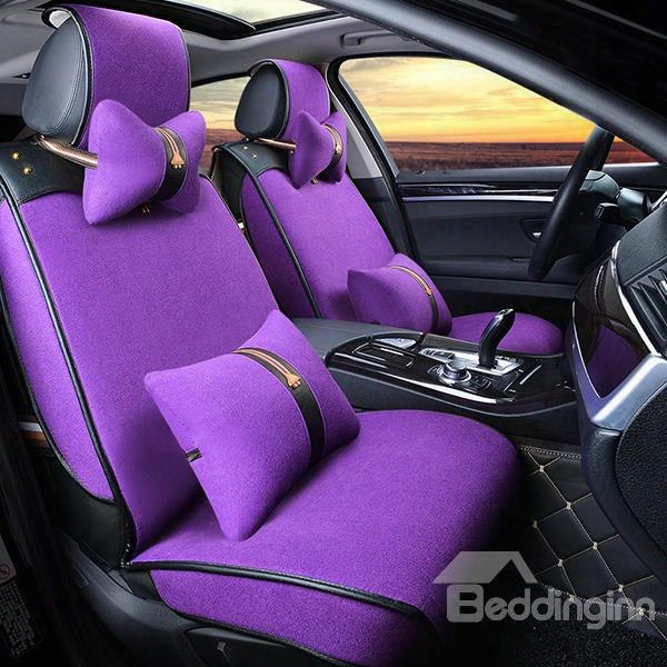 Concise And Classic Durable Linen Pure Colored Universal Fit Car Seat Cover