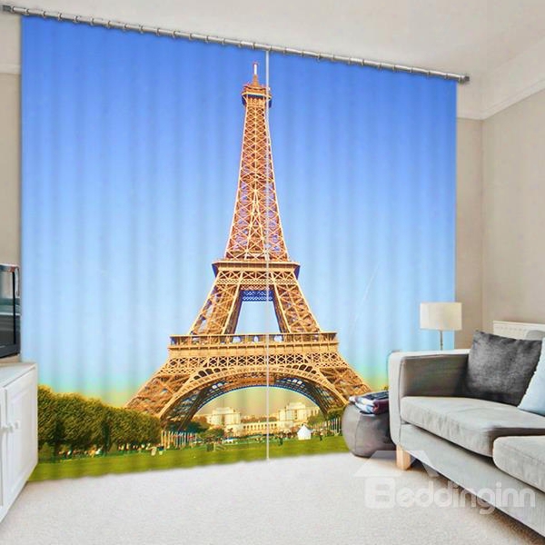 Concise Eiffel Tower Print 3d Blackout Curtain