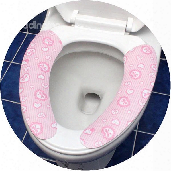 Convenien Electrostatic Adsorption Pink Stickup Toilet Seat Cover