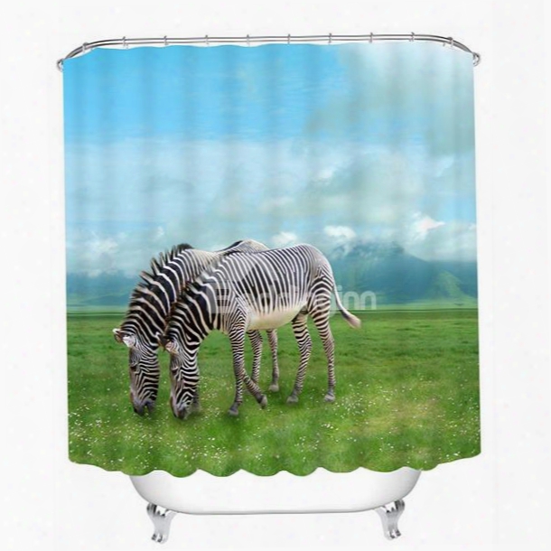 Couple Zebra Graze On The Prairie 3d Printing Bathroom Shower Curtain