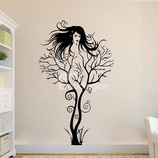 Creative Abstract Branch Women Image Removable Wall Sticker