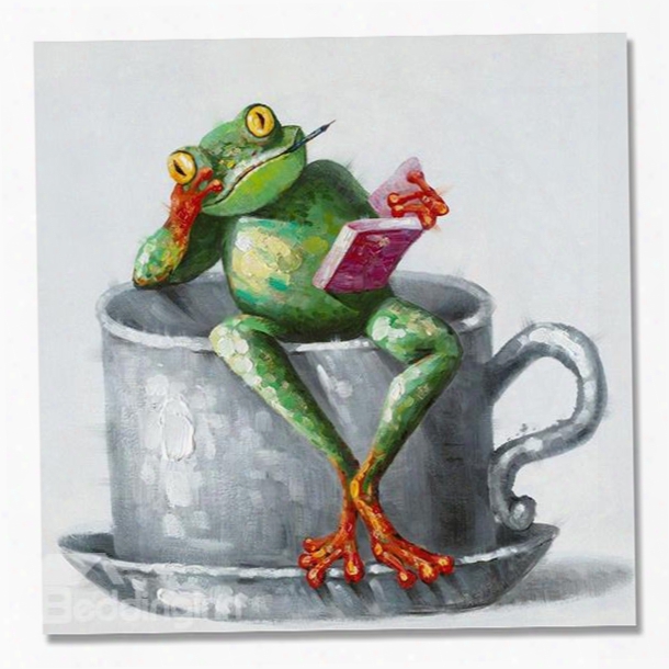 Creative Abstract Reading Frog Hand Painted Oil Painting