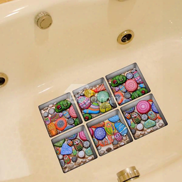 Creative Animal Pattern Stone 3d Bathtub Stickers