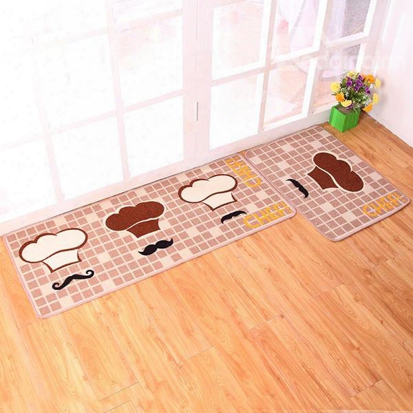 Creative Chef Hat Pattern Kitchen Rugs 1 Set