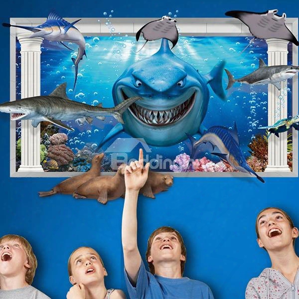 Creative Shark 3d Three-dimensional Wall Stickers