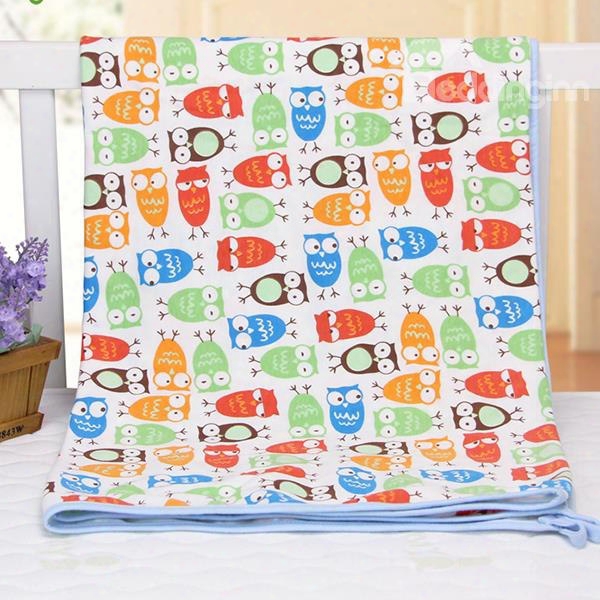 Cute Bouncy Owl Pattern 100% Cotton Baby Crib Sheet