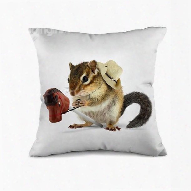 Cute Cowboy Style Mouse Print Throw Pillow Case