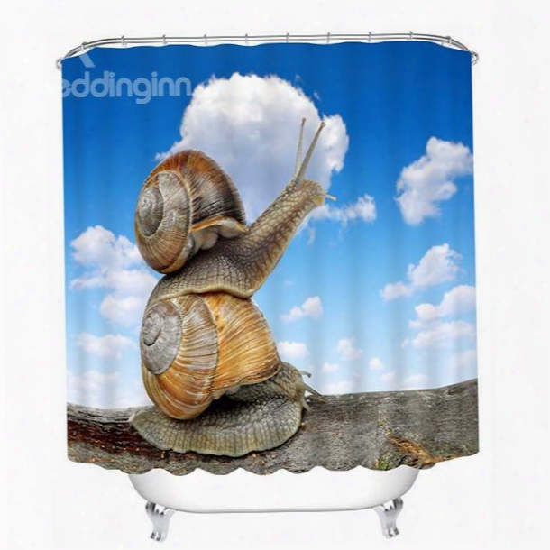 Cute Two Snail Stack 3d Printing Bathroom Shower Curtain
