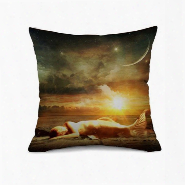 Dreamlike Beautiful Mermaid Design Print Throw Pillow Case