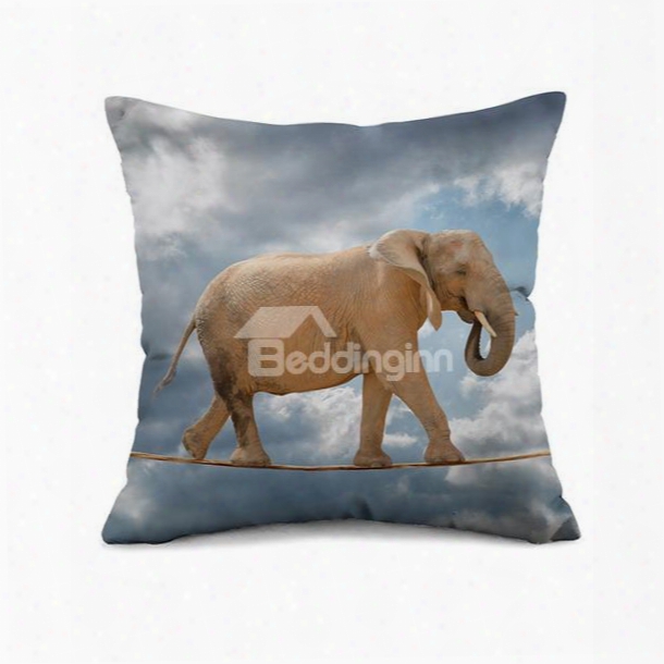 Elephant Wirewalking Design Square Throw Pillow Case