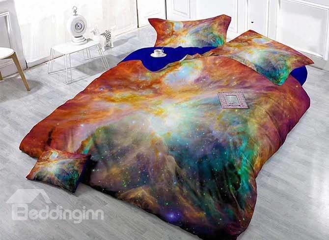 Fancy Cool Colorful Galaxy Print Satin Drill 4-piece Duvet Cover Sets