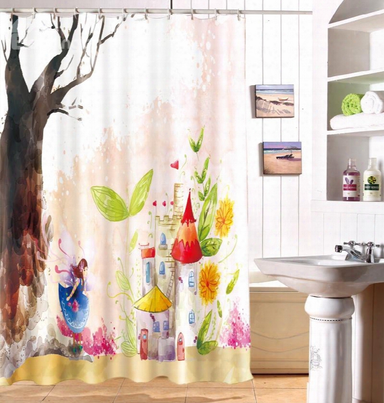 Fantastic Dreamy Acstle Waterproof 3d Shower Curtain