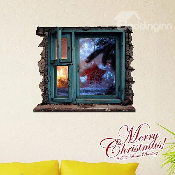 Festival Christmas Wall Decoration Window View 3d Wall Sticker