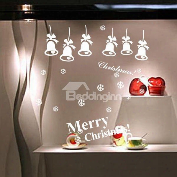 Festival Merry Christmas And Jingle Bells Glass Wall Decoration Removable Wall Sticker