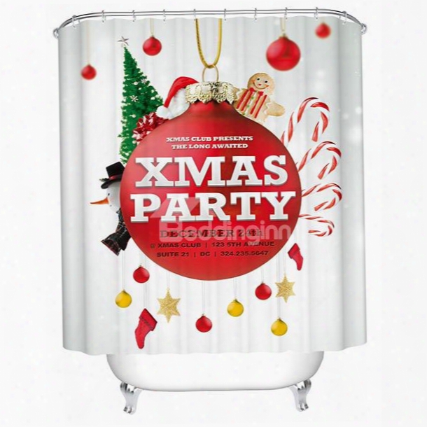 Festive Brisk Merry Christmas Party Printing 3d Shower Curtain