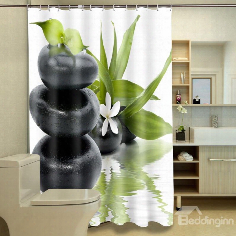 Fresh Style Superb Plant And Stone 3d Shower Curtain