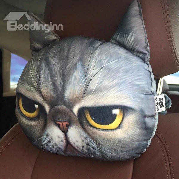 Funny Personalized Unhappy Kitten Face Car Seat Pillows