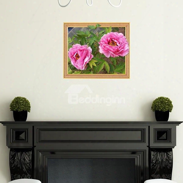 Gorgeous Peony Flowers Framed Removable 3d Wall Sticker