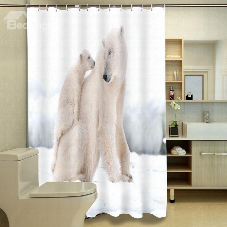 High-class Gentle Polar Bear Mom And Son 3d Shower Curtain