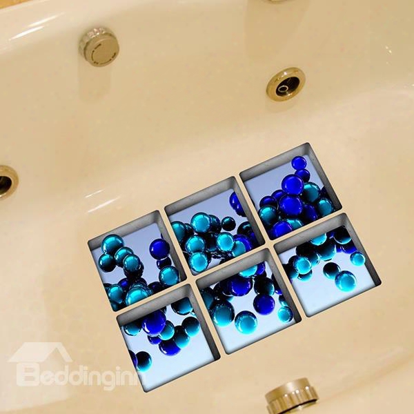 Hot Sale Beautiful Blue Ball 3d Bathtub Stickers