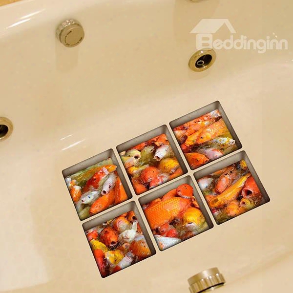 Hot Sale Gold Fish Pattern 3d Bathtub Stickers