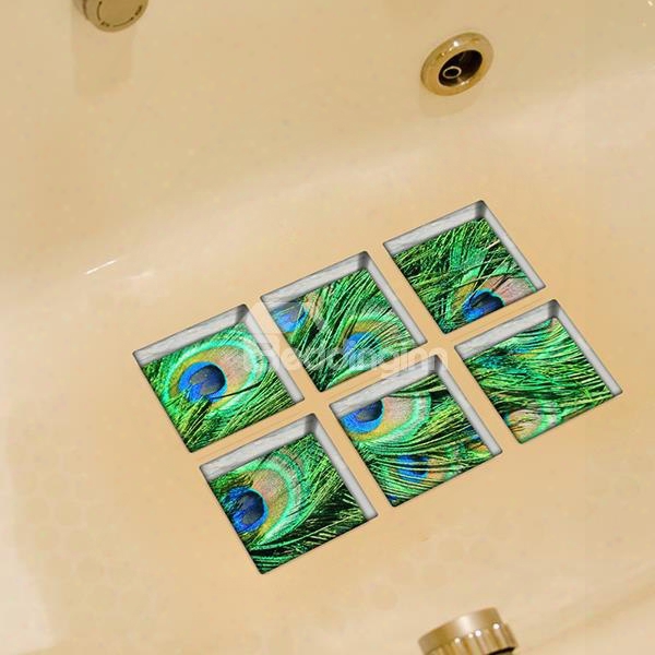 Hot Sale Peacock Pattern 3d Bathtub Stickers