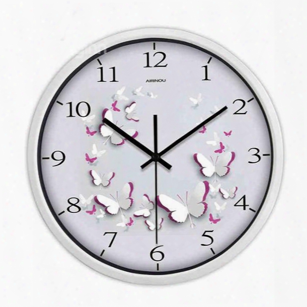 Hot Sale Simple White Butterfly Pattern Wall Clock