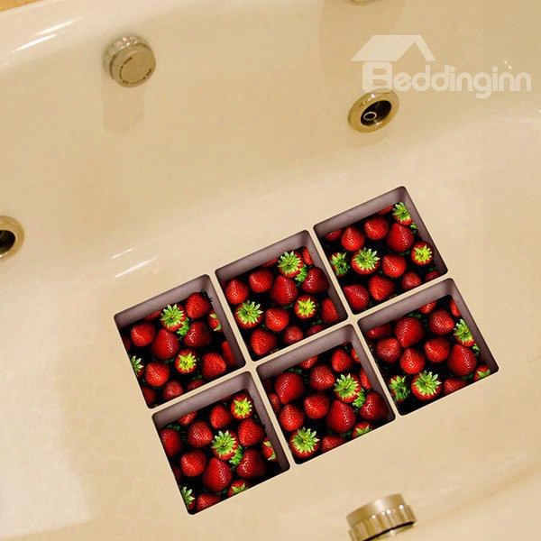 Hot Sale Wonderful Strawberry Pattern 3d Bathtub Stickers