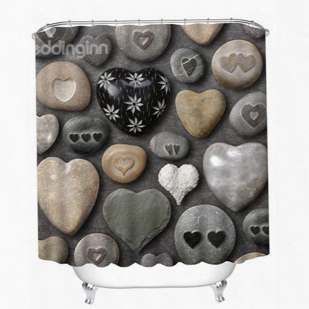 Lovely Cobblestone In Heart-shaped 3d Printing Bathroom Shower Curtain