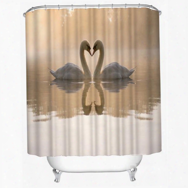 Lovely Swan Couple Print 3d Shower Curtain