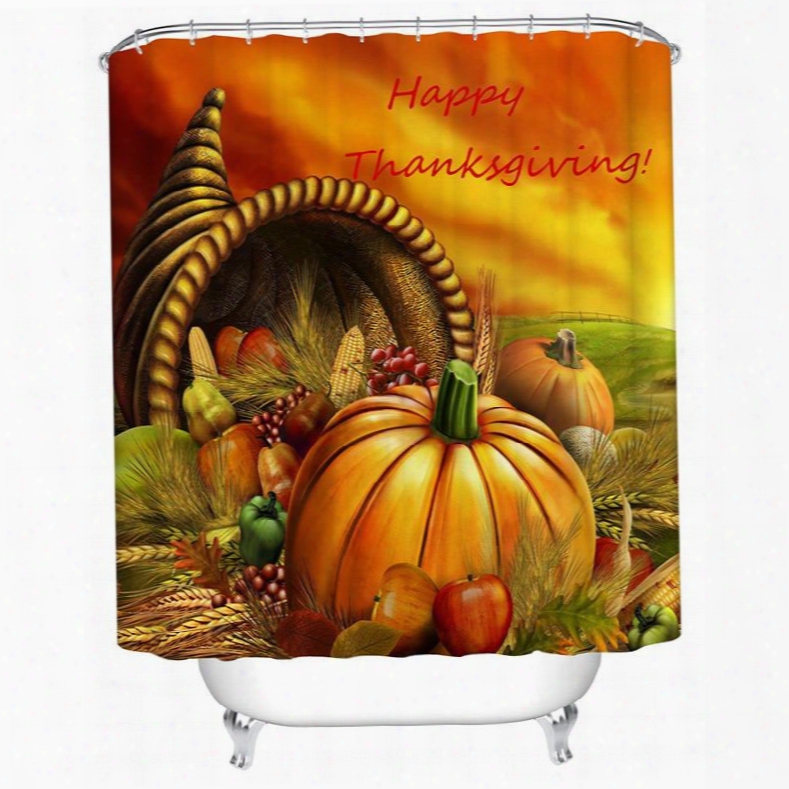 Lovely Thanksgiving 3d Pumpkin Image Shower Curtain