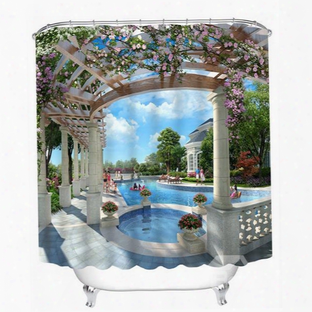 Luxurious Swimming Pool Print 3d Bathroom Shower Curtain