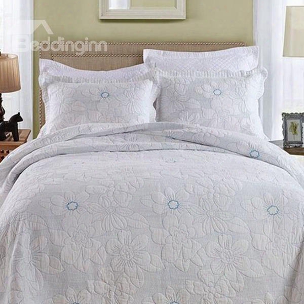 Luxury Chic Flowers Print 100% Cootton 3-piece Bed In A Bag