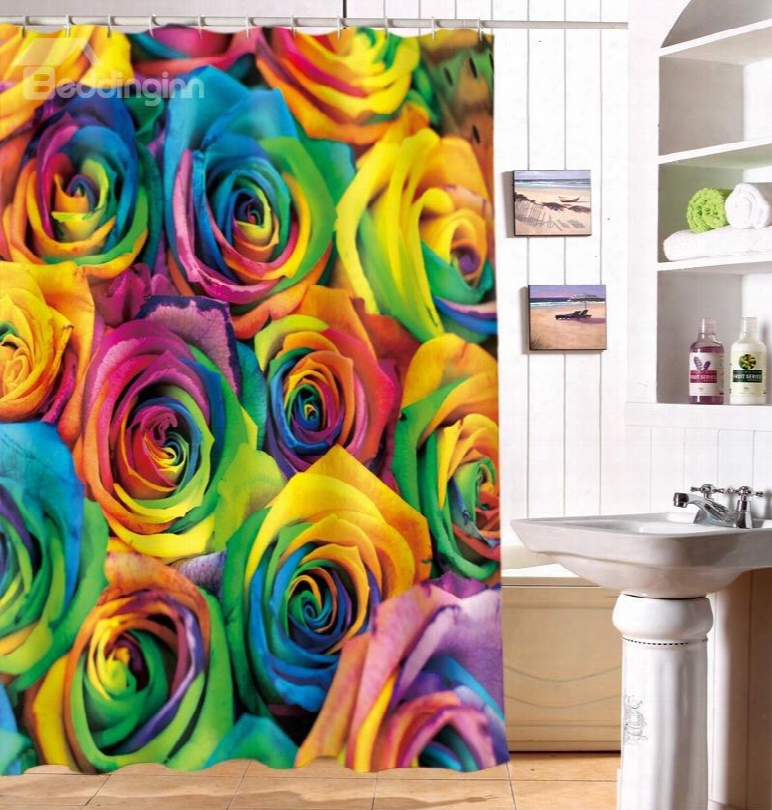 Magnificent Colorful Rose Image 3d Shower Curtain