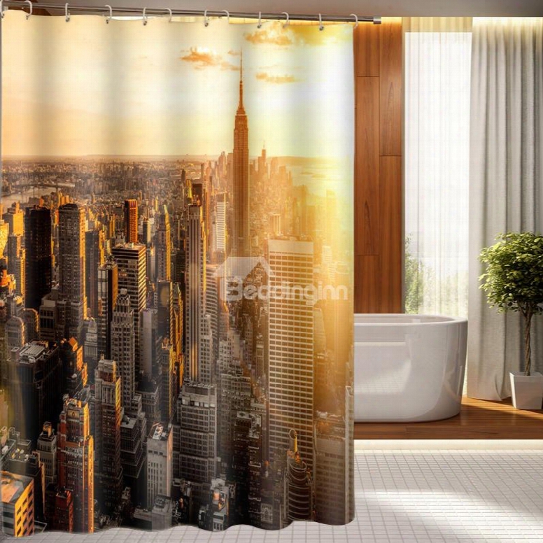 Metropolis Morning View Bathing Waterproof Bathroom 3d Shower Curtain