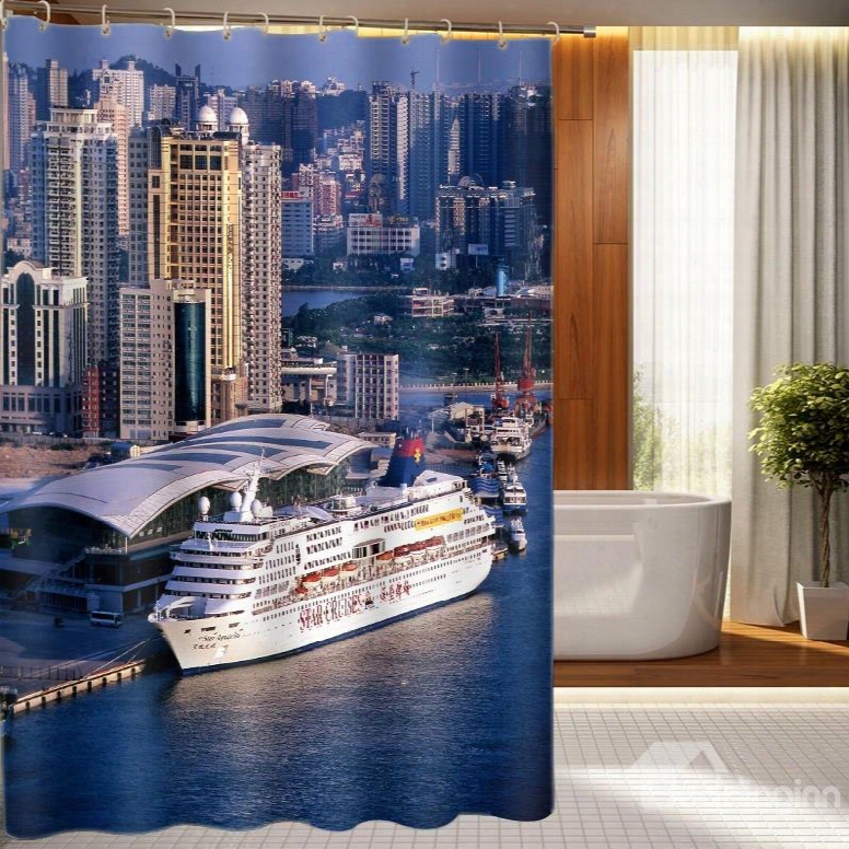 Modern Fashion Glamorous Steamship Pattern 3d Shower Curtain