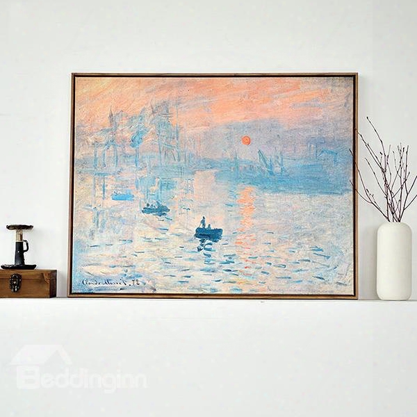 Modern Replica Art Monet Oil Painting Soleil Levant1 -panel Framed Wall Art Print