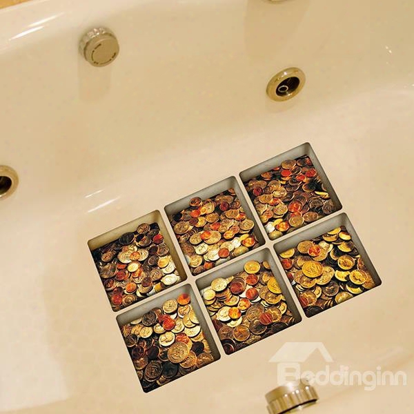 New Arrival Coin Pattern 3d Bathtub Stickers