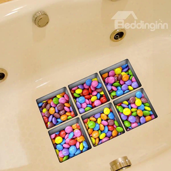New Arrival Colorful Sweet Candy Pattern 3d Bathtub Stickers