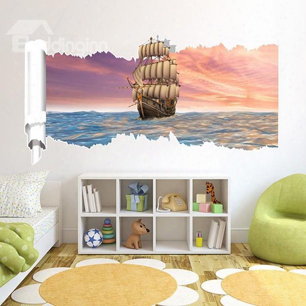 New Arrival Creative Boat On Sunset 3d Wall Stickers
