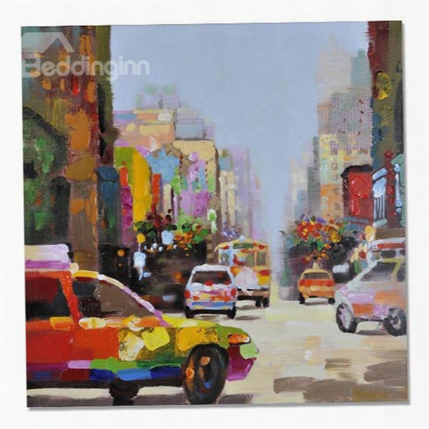 New Arrival European Style Busy City Scenery Oil Painting