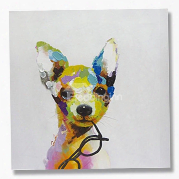 New Arrival Modern Dog With Glasses Hand Painted Oil Painting