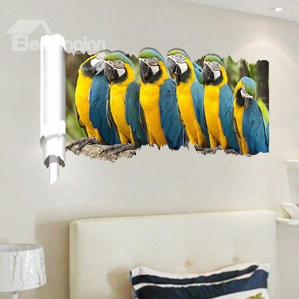 New Arrival Parrot Pattern 3d Wall Stickers